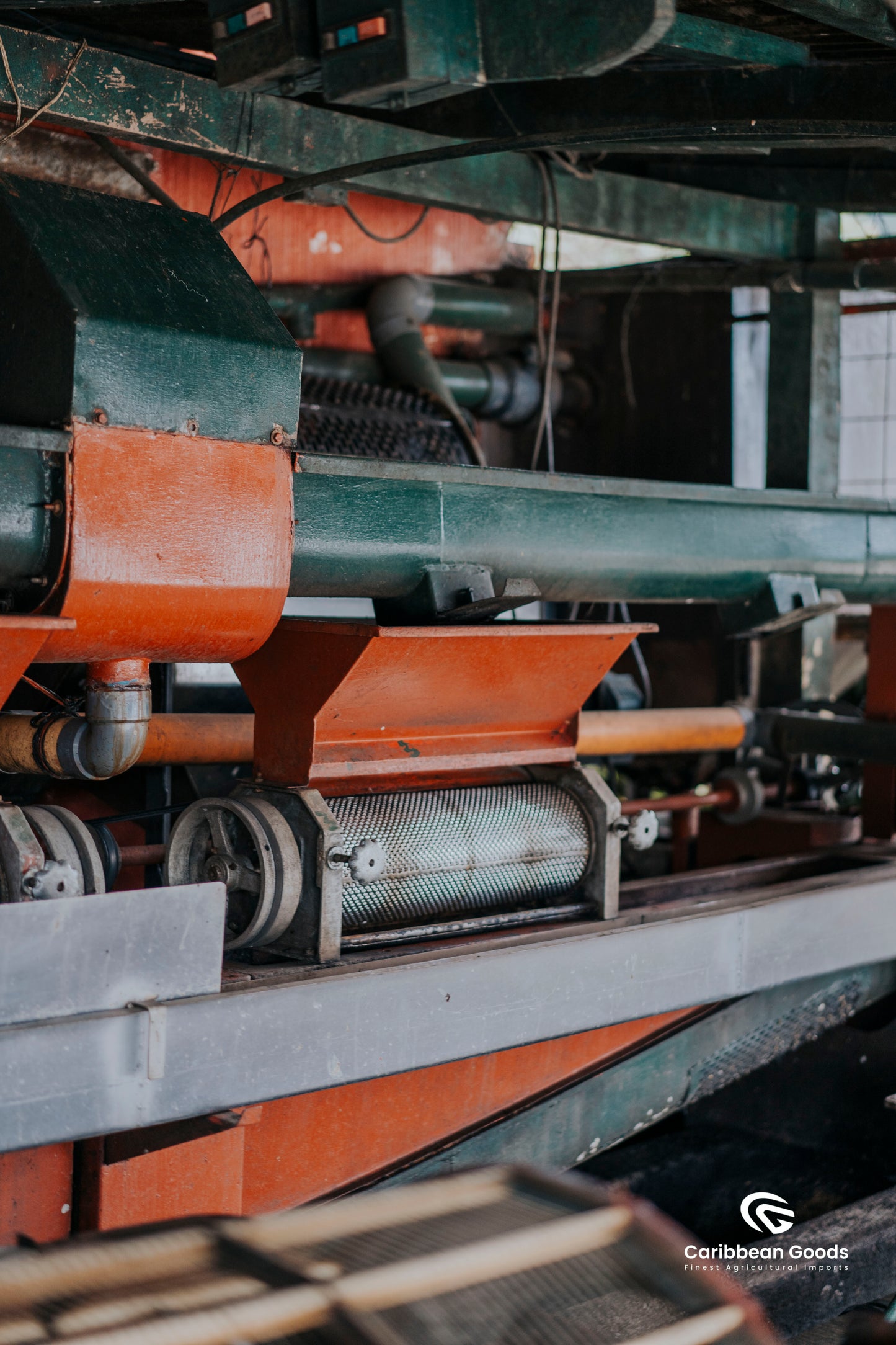 Industrial machinery with visible branding in a workshop setting