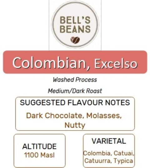 Colombia, Excelso. Medium/Dark
